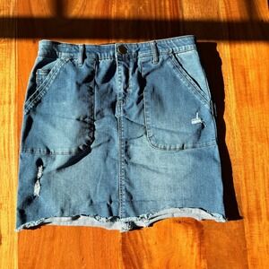 Democracy Women's 'Ab-solution" Blue Denim Skirt Size 10